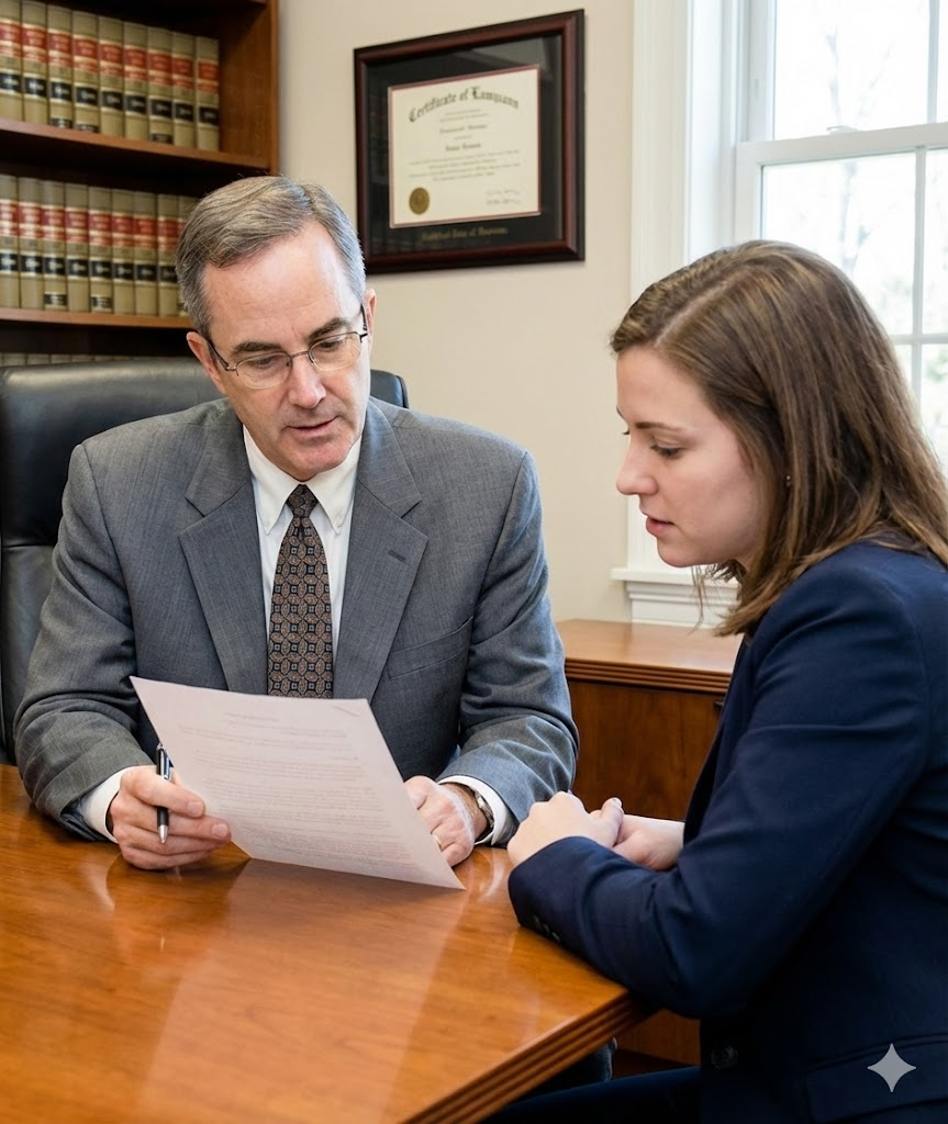 Lawyer advising young woman